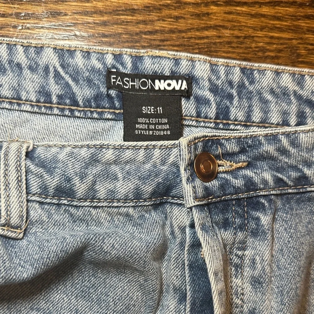 Fashion Nova Classic Blue Ripped Wide Leg Jeans